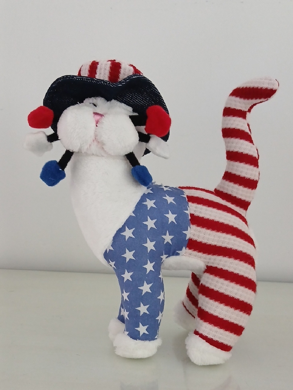 WhimsiClay Patriotic YANKEE DOODLE KITTY 2001 Amy Lacombe Plush Stuffed Animal